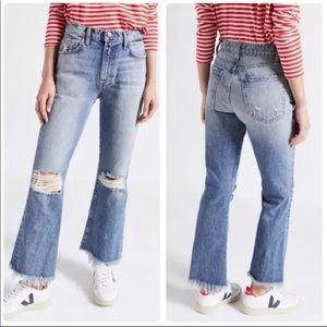 Current Elliott - The High Waist Crop Kick Jean in Colette Destroy w/ Uneven Hem